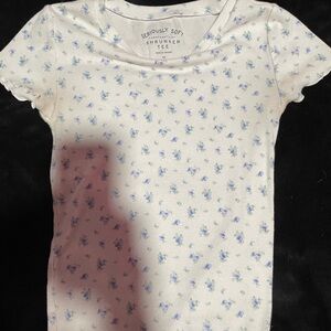 Aeropostale Floral Crop Top - White and Blue